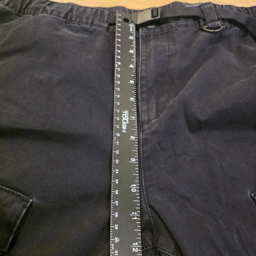 H&M Cargo Joggers Mens XXL Black Slim Fit Water Repellent Utility Pants Belted